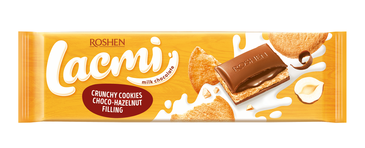 ROSHEN LACMI Chocolate Bar with Crunchy Cookies & Choco-Hazelnut Filling 265g