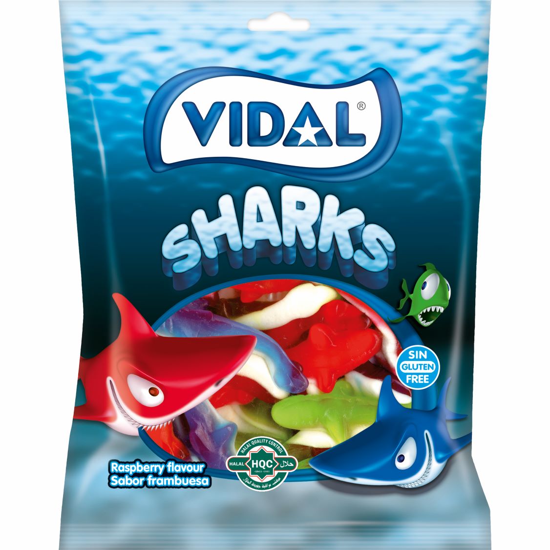 VIDAL SHARKS Raspberry Flavor Gummi Candies 90g