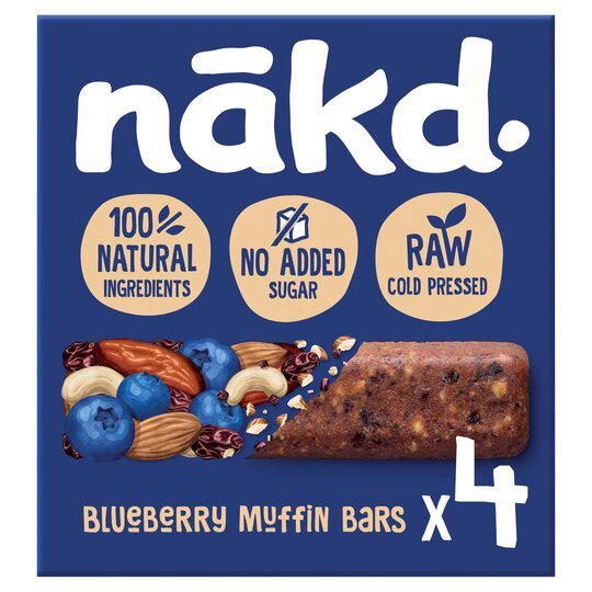 NAKD. Blueberry Muffin Flavor 100% Natural Cereal Bars 140g