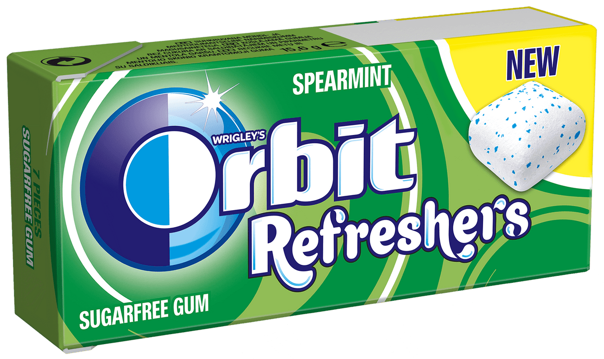 WRIGLEY'S ORBIT Refreshers Spearmint Flavor Sugarfree Chewing Gum 15.6g