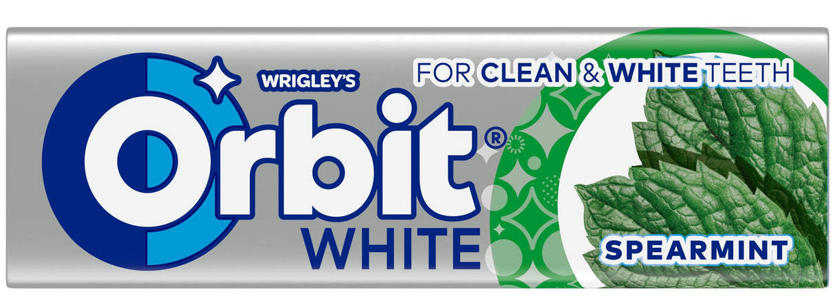 WRIGLEY'S ORBIT WHITE SPEARMINT Flavor Sugarfree Chewing Gum 14g