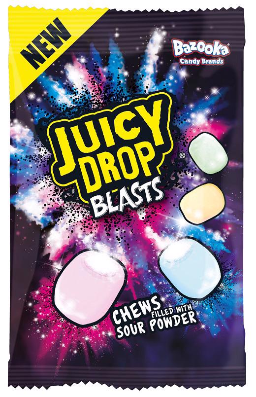 BAZOOKA JUICY DROP BLASTS Sour Powder Filled Chewy Candies 45g