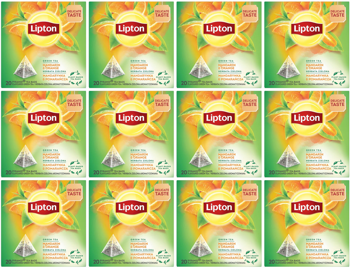 12 LIPTON Mandarin Orange Flavored Green Tea Boxes