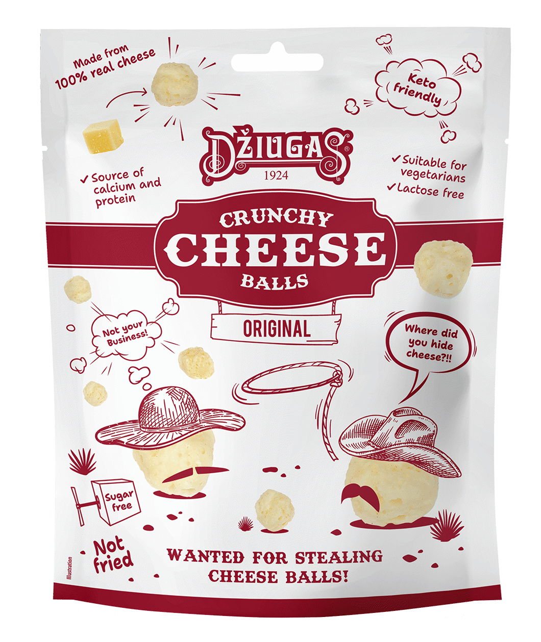 DŽIUGAS Original Crunchy Dried Cheese Balls 45% 40g