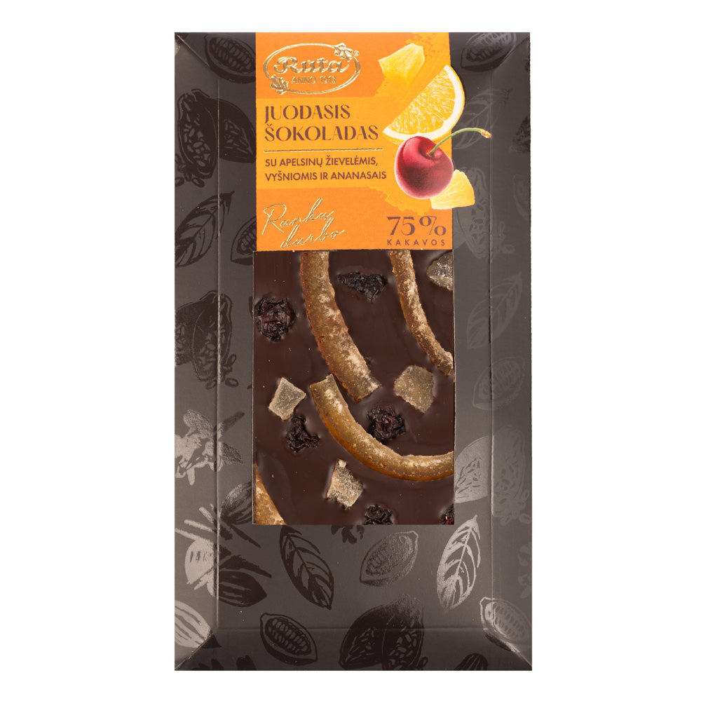 RUTA Dark Chocolate Bar with Orange Peel, Cherries & Pineapple 100g
