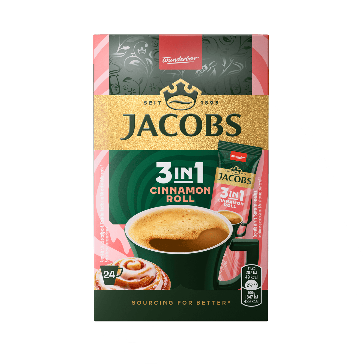 JACOBS 3IN1 CINNAMON ROLL Instant Coffee Sticks 268.8g