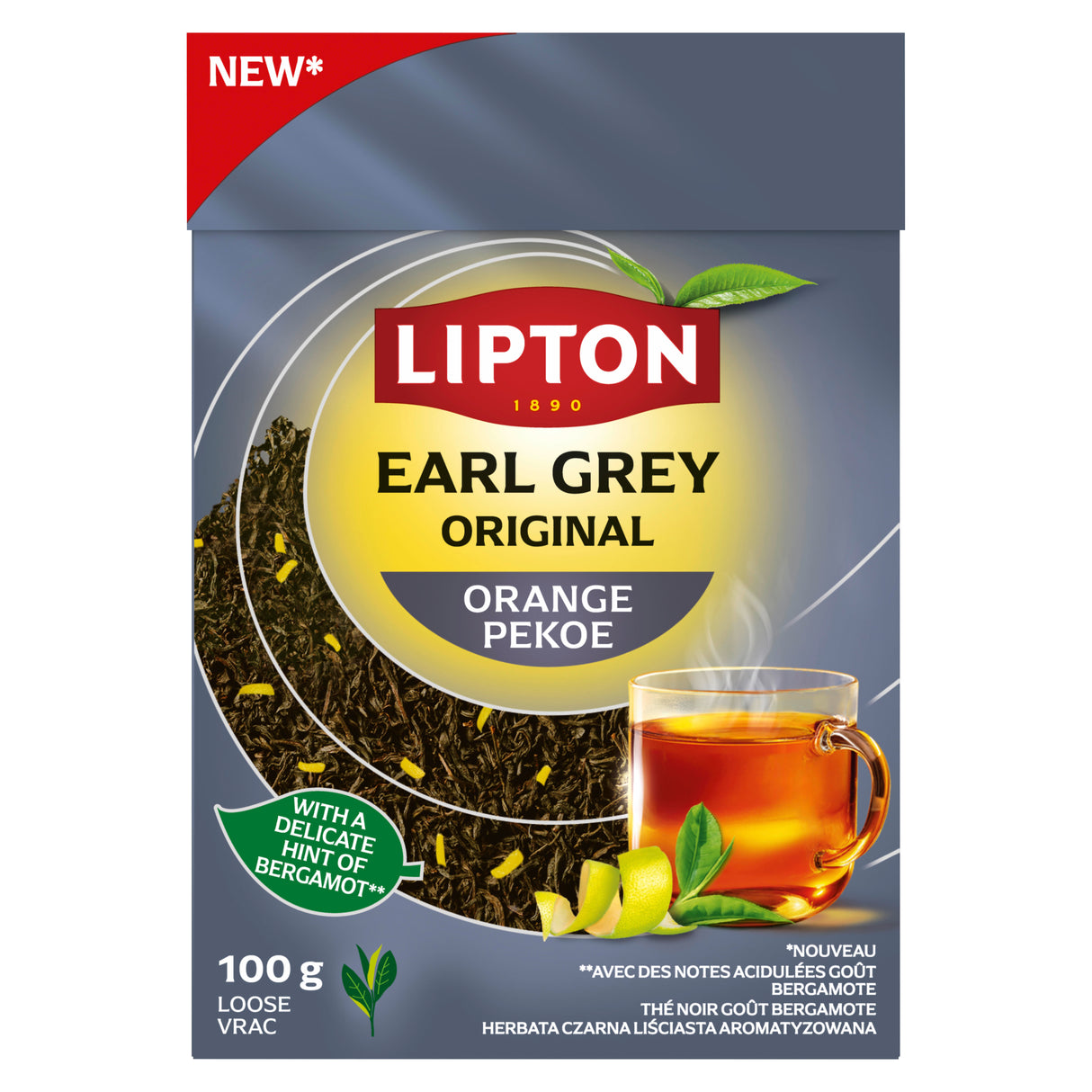LIPTON EARL GREY ORIGINAL ORANGE PEKOE Loose Black Tea 100g 3.5oz