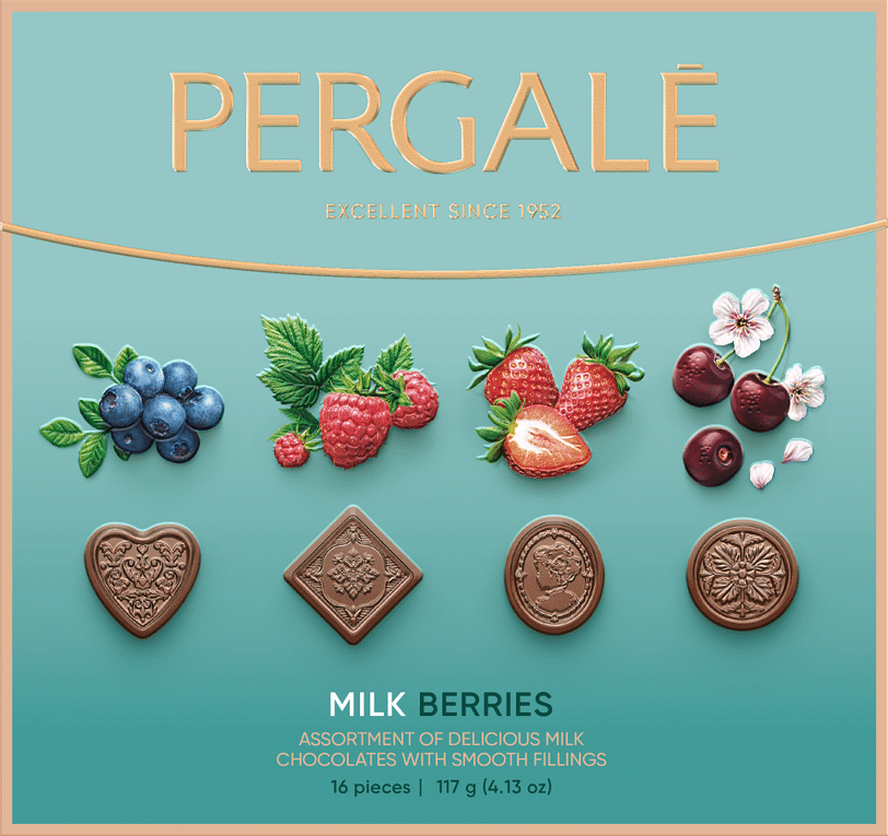 PERGALE MILK BERRIES Chocolate Box Candies with Smooth Filling 117g 4.1oz