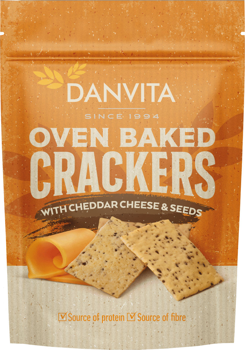 DANVITA Oven Baked Crackers with Cheddar Cheese & Seeds 100g