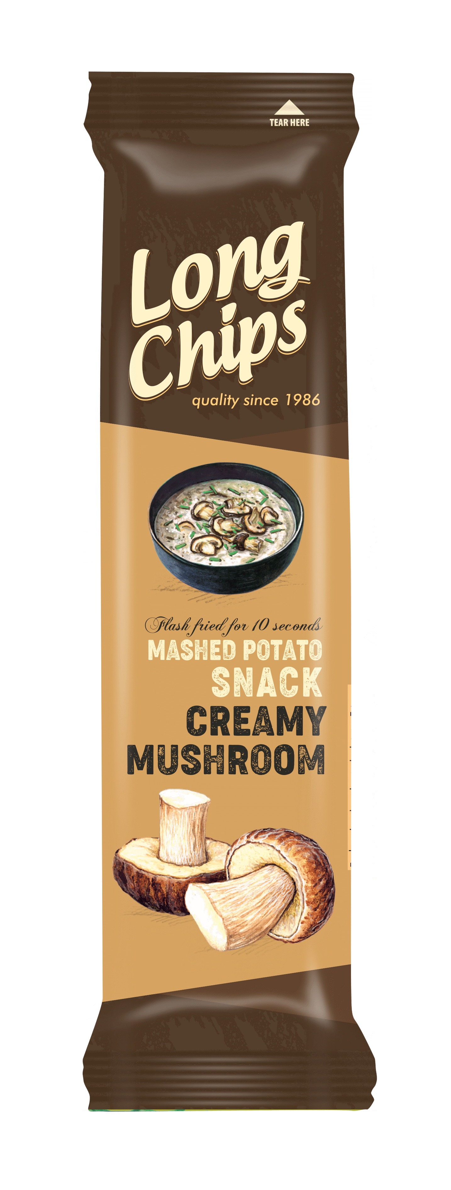 LONG CHIPS CREAMY MUSHROOM Flavor Mashed Potato Snack 75g 2.65oz
