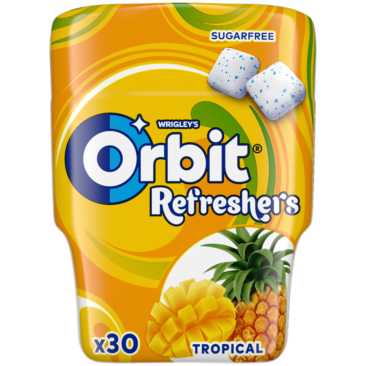 WRIGLEY'S ORBIT Refreshers Tropical Flavor Tub Sugarfree Chewing Gum 67g