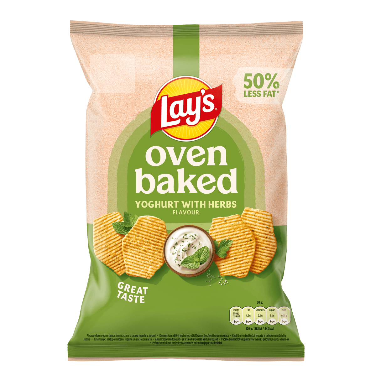 LAYS OVEN BAKED Yoghurt with Herbs Flavor Potato Chips 5 x 110g