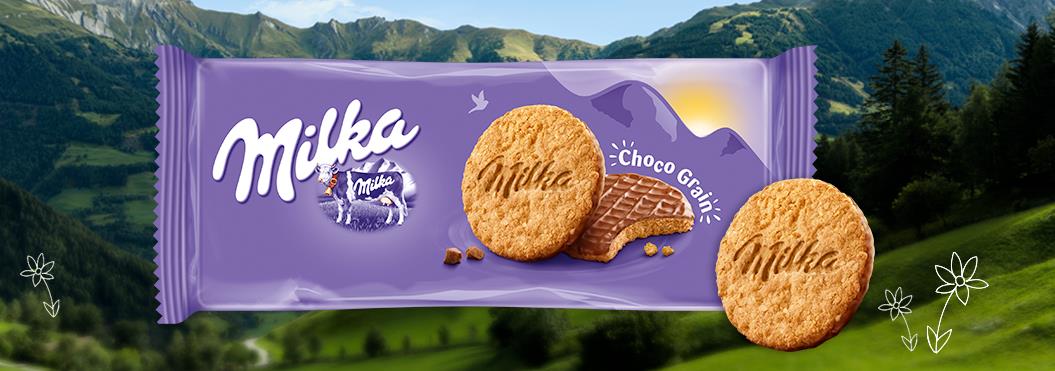 3 x MILKA CHOCO GRAINS Wholegrain Cookies with Alpine Milk Chocolate 126g 4.5oz