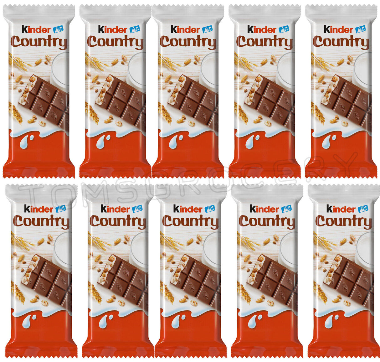 10 KINDER COUNTRY Puffy Rice & Rich Milk Filling Chocolate Bars 23g 0.81oz