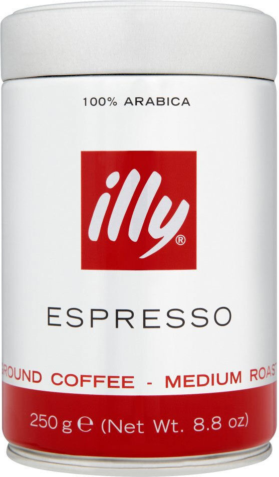 ILLY Espresso Medium Roast Ground Coffee Tin 250g 8.8oz