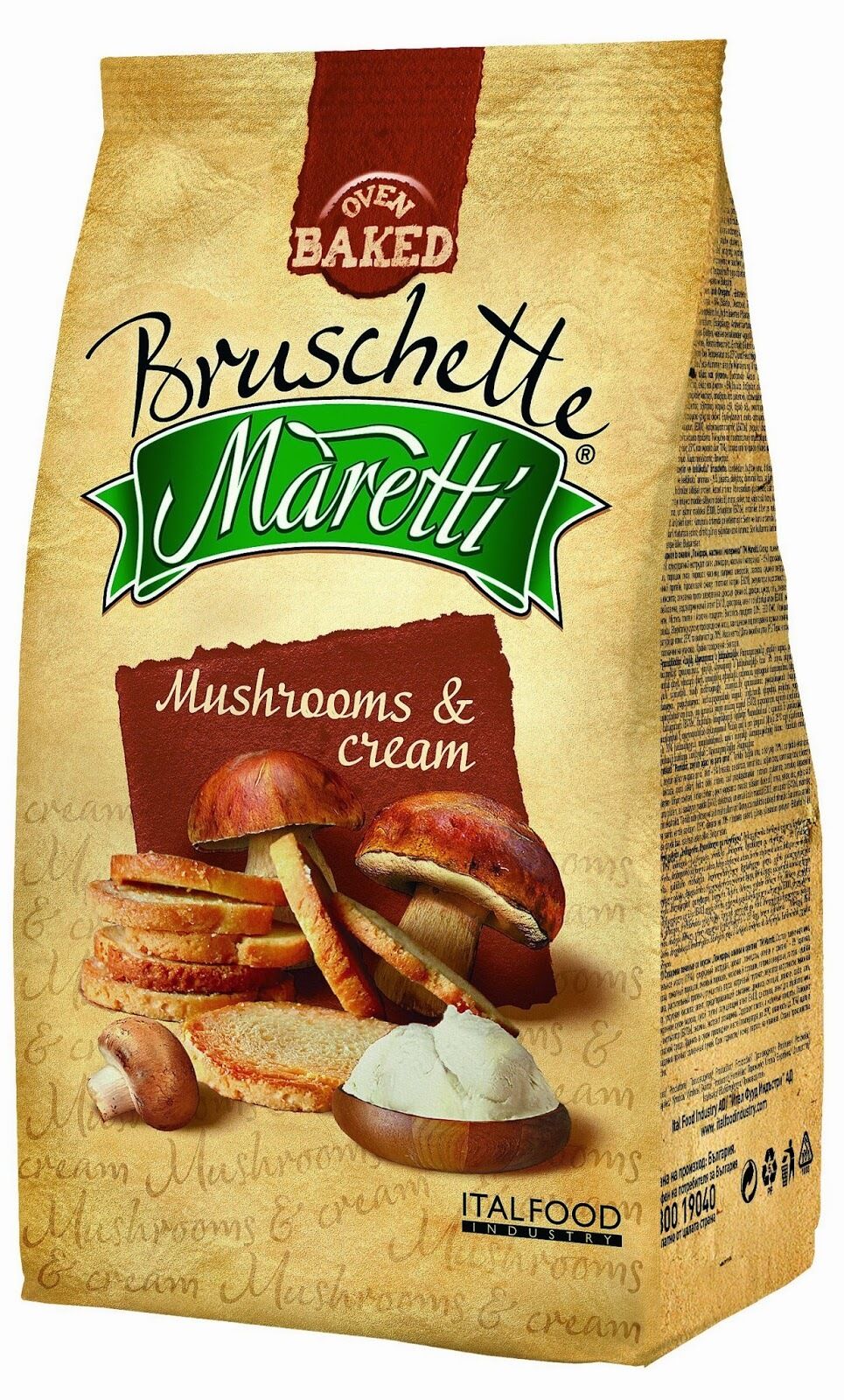 4 BRUSCHETTE MARETTI Mushroom & Cream Flavor Oven Baked Bread Chips Snacks 70g