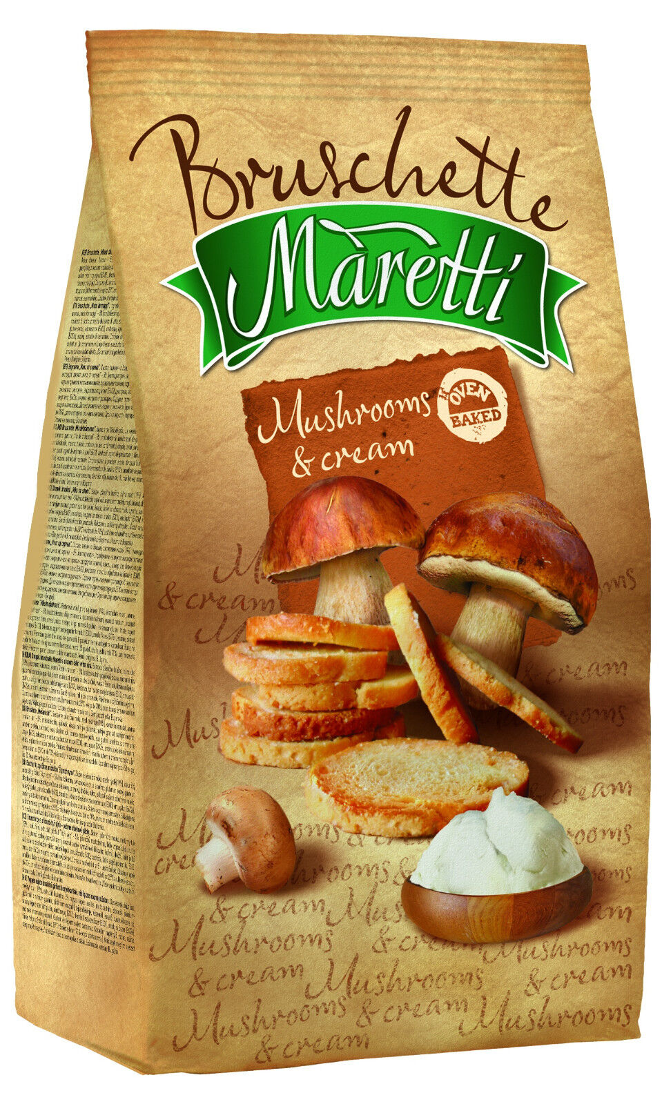 4 BRUSCHETTE MARETTI Mushroom & Cream Flavor Oven Baked Bread Chips Snacks 70g
