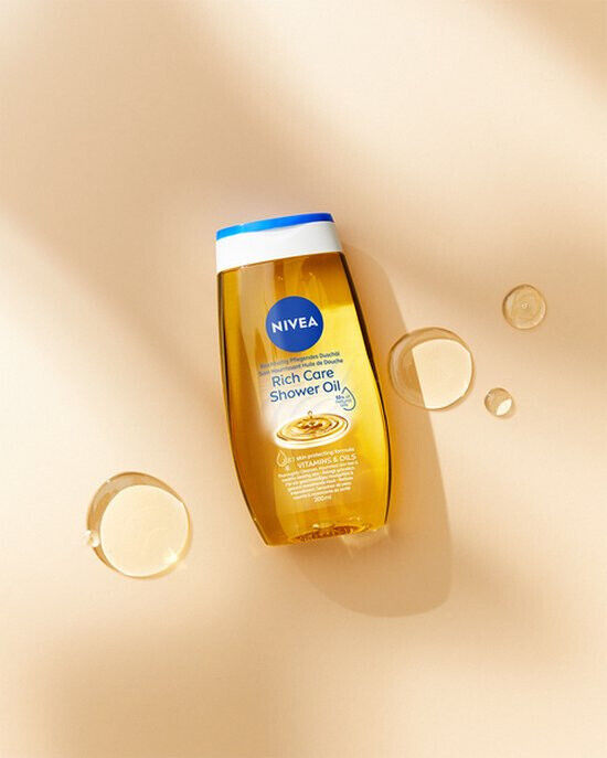 NIVEA RICH CARE Natural Pampering Shower Oil For Dry Skin 200ml 6.7 fl. oz
