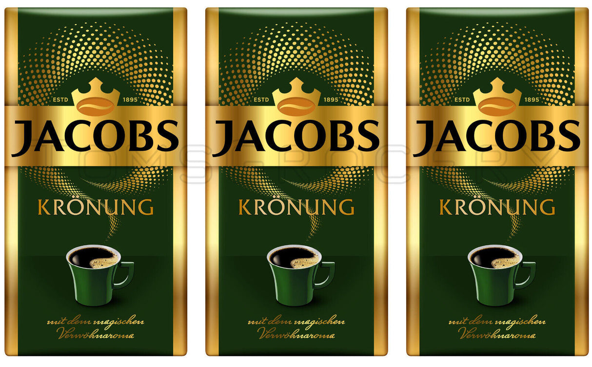 3 JACOBS Kronung Ground Coffee Packs 100% Arabica Made in Germany 500g 18oz