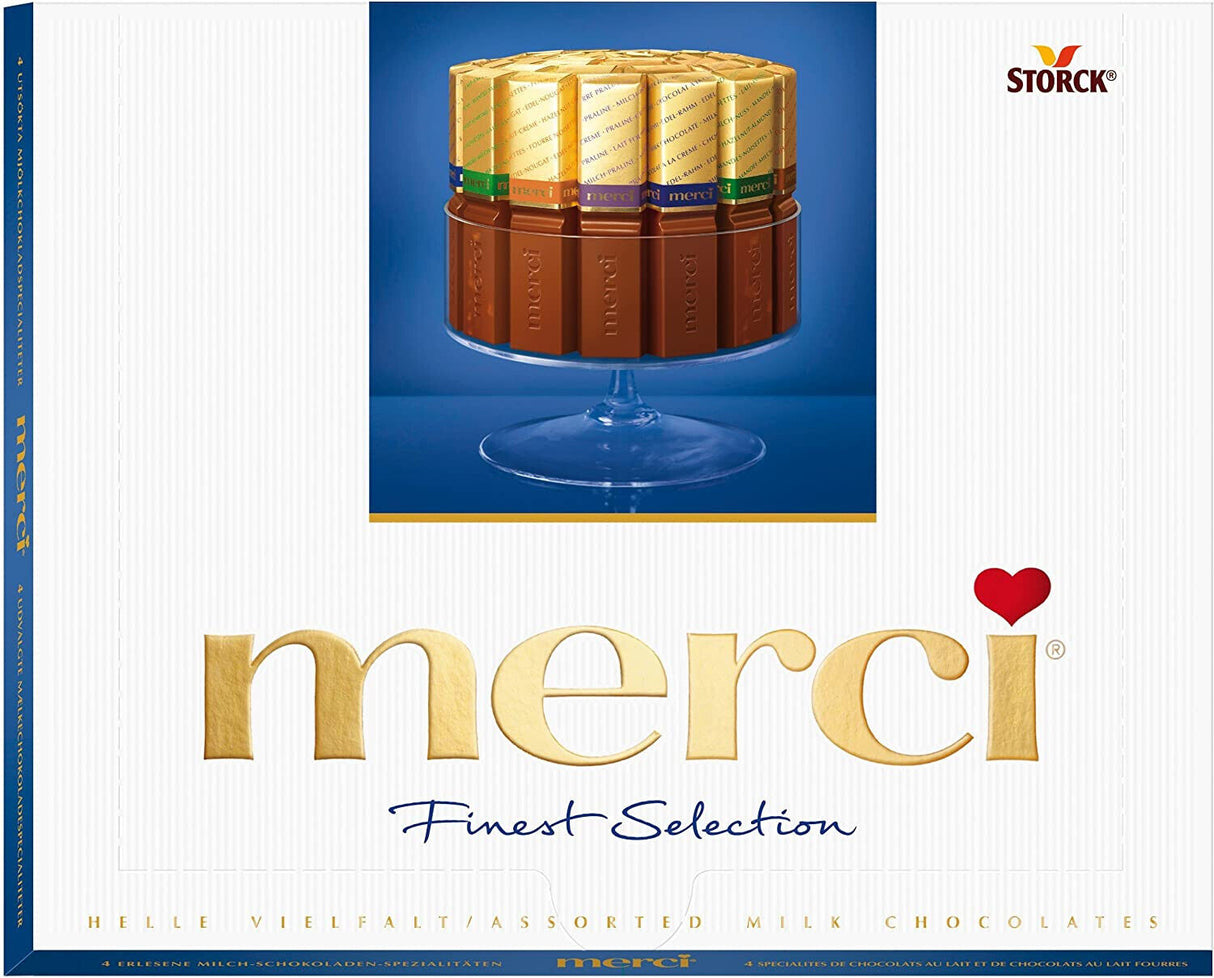 MERCI MILK CHOCOLATE ASSORTMENT Finest Gourmet Selection German Sweets 250g
