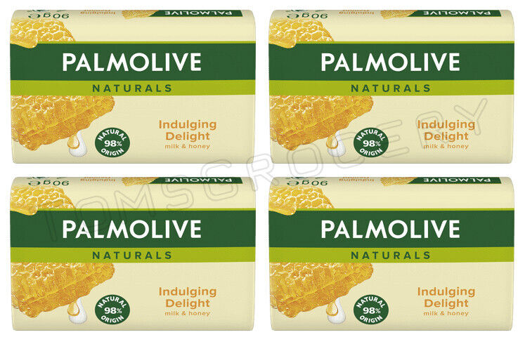 4 PALMOLIVE INDULGING DELIGHT Milk & Honey Pampering Bar Soap 90g