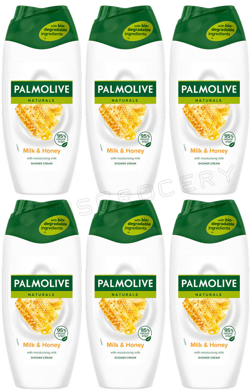 6 PALMOLIVE NATURALS Milk & Honey Shower Creams with Moisturizing Milk 250ml