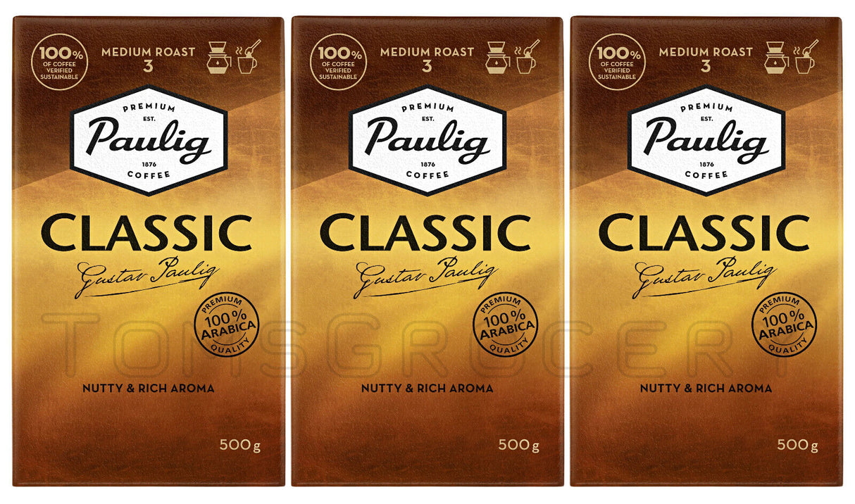 3 PAULIG CLASSIC Ground Coffee Nutty & Rich Aroma 100% Arabica 500g 17.6oz