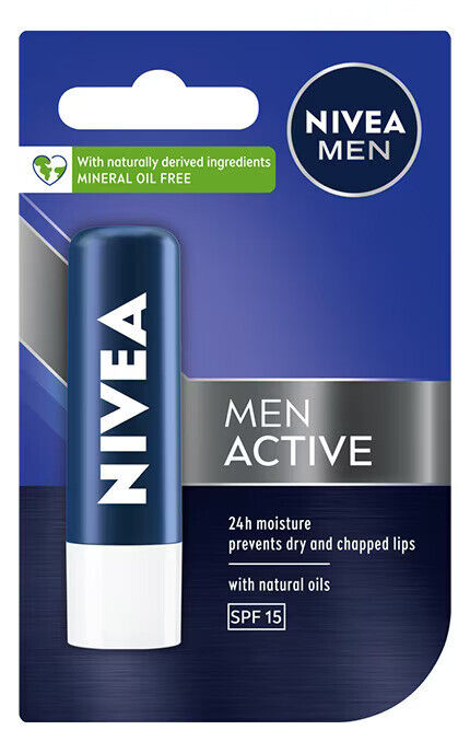 NIVEA MEN ACTIVE Lip Balm 24h Moisture Against Dryness No Shine Effect 4.8g