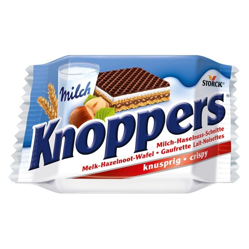 KNOPPERS German Chocolate Wafers With Milk Filling Snacks Candy (Pack of 24)
