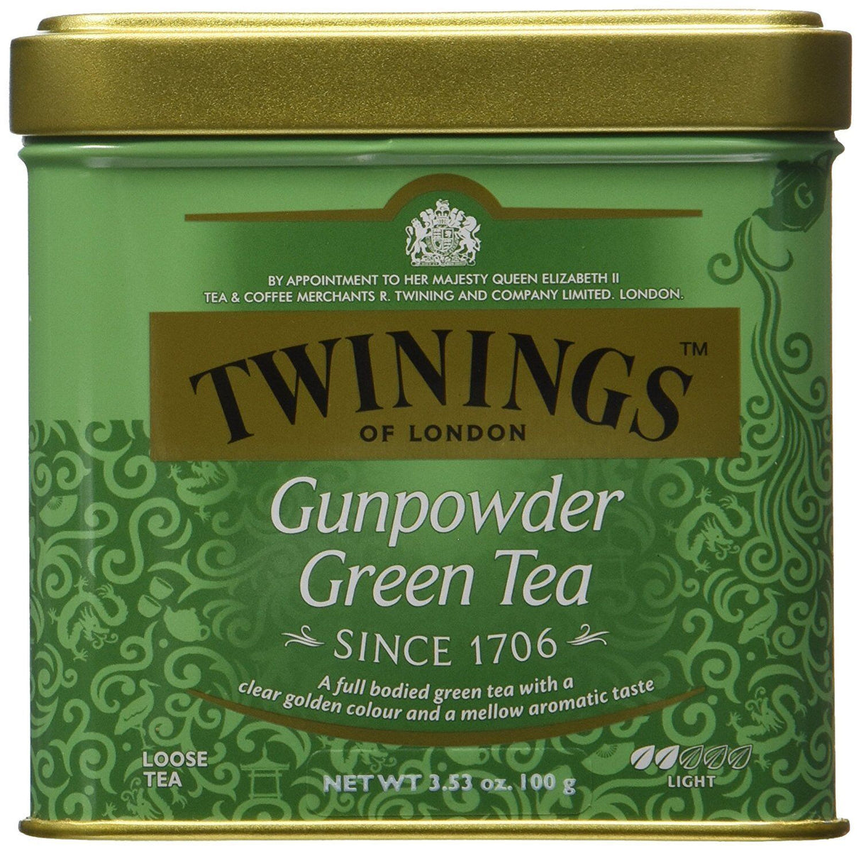 TWININGS GUNPOWDER Loose Green Tea Tin 100g 3.5oz