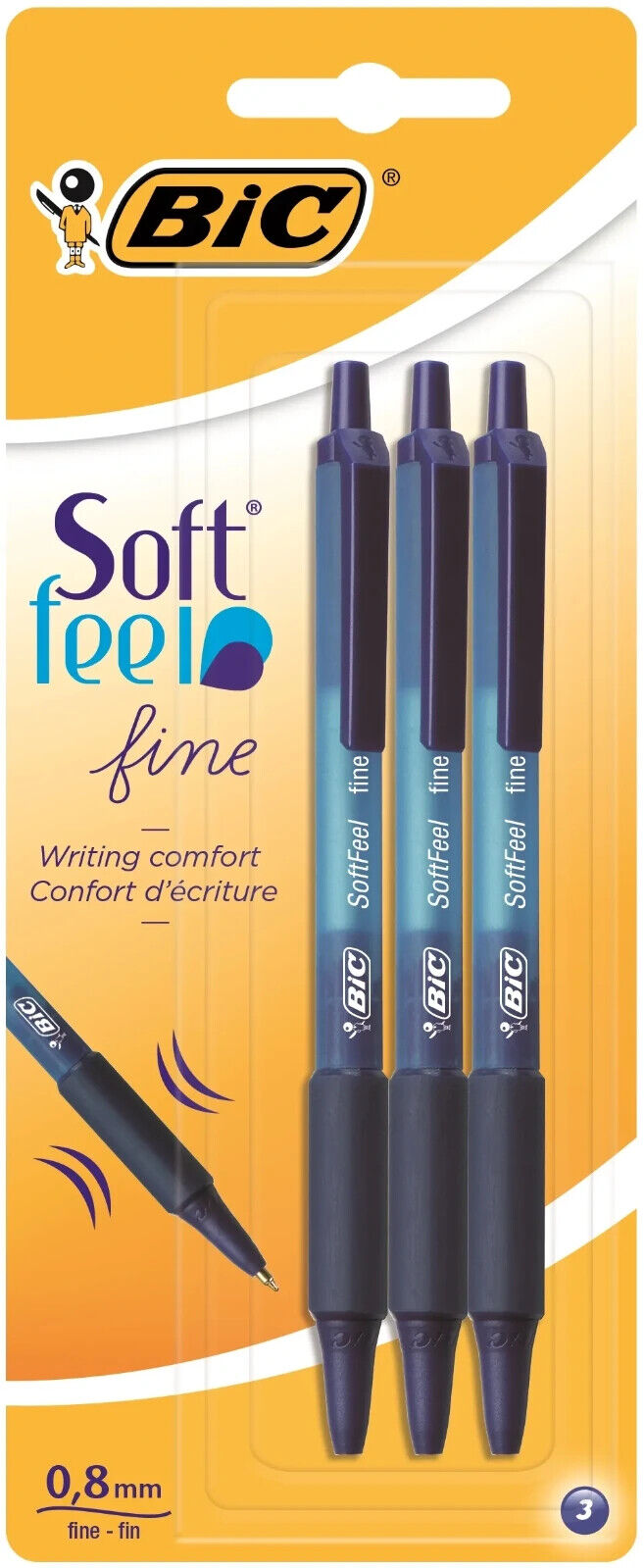 BIC SoftFeel Fine Blue 0.8mm Ballpoint Writing Comfort Pens