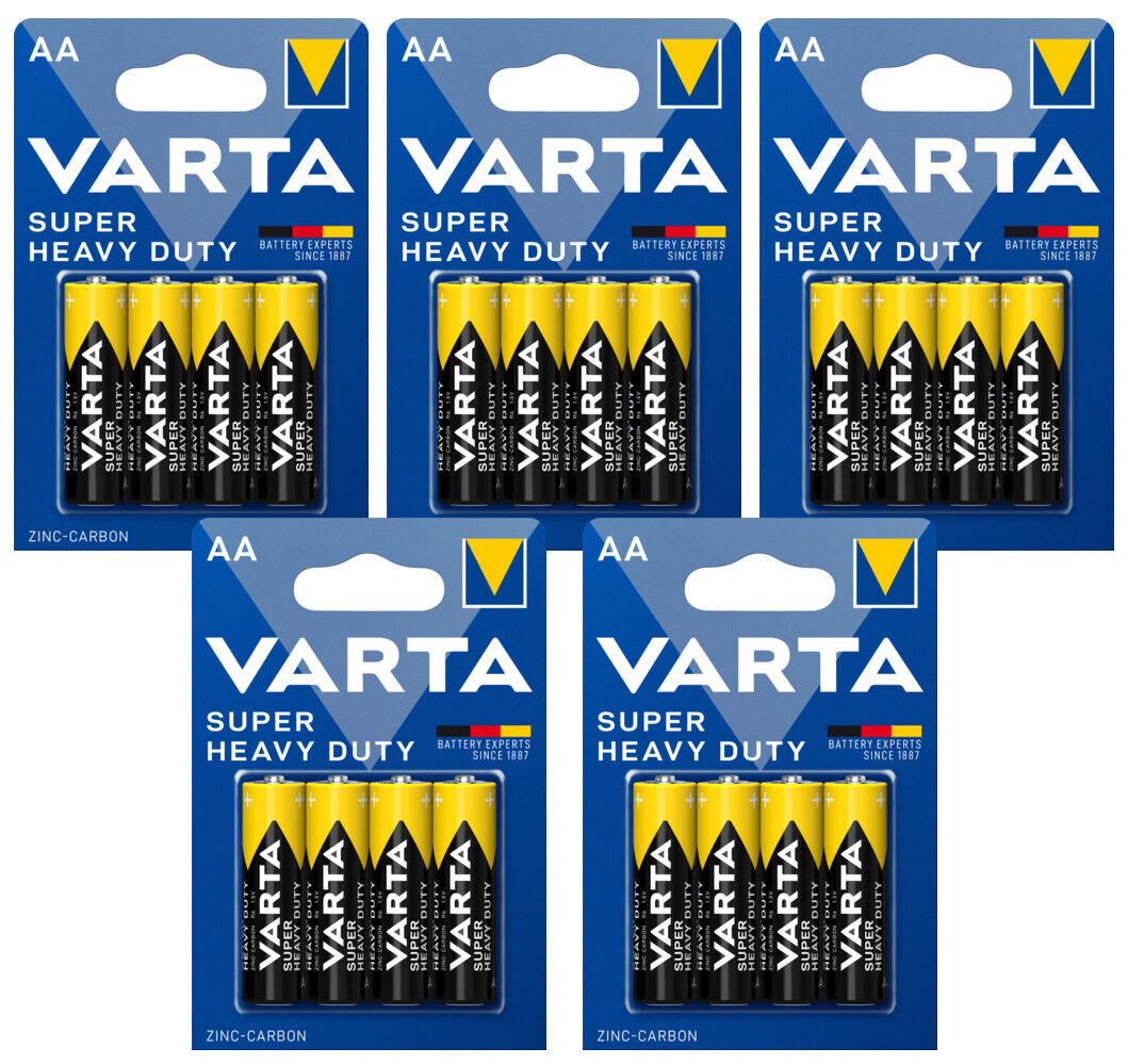 20 VARTA SUPER HEAVY DUTY AA 1.5V MN1500 LR6 15A U12 Zinc Carbon Batteries NEW