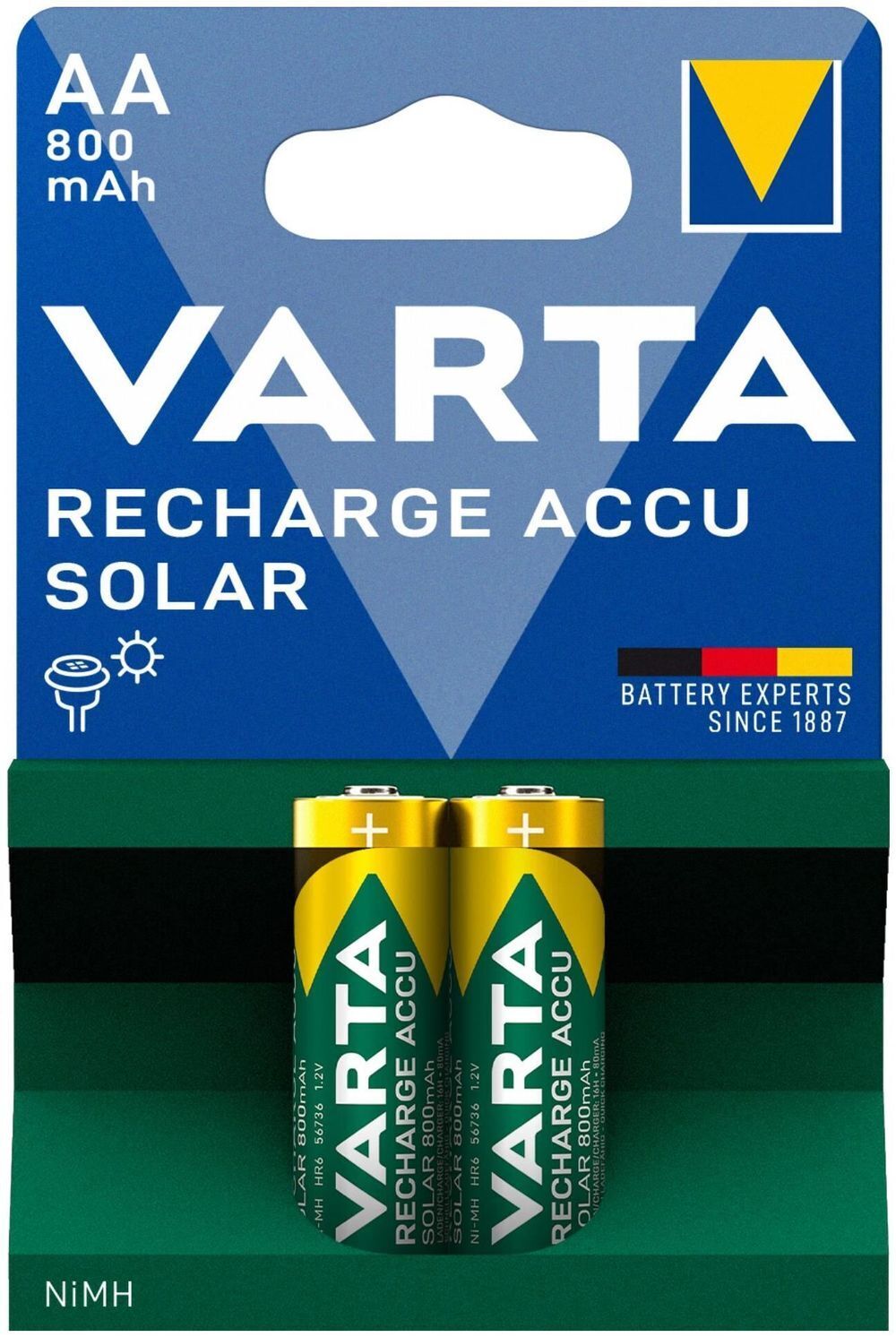 10 VARTA SOLAR Rechargeable Batteries Accu AA 800 mAh HR6 56736 1.2V