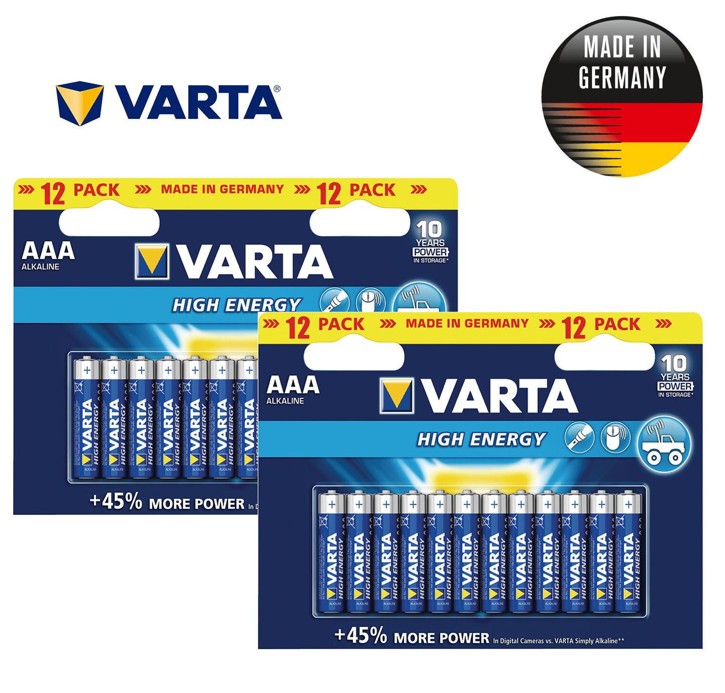 24 x VARTA High Energy AAA LR03 4903 MN2400 1.5V German Batteries