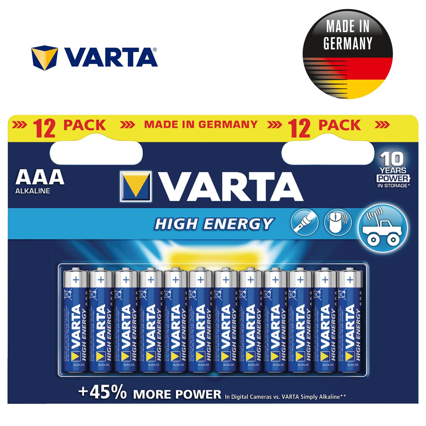 24 x VARTA High Energy AAA LR03 4903 MN2400 1.5V German Batteries