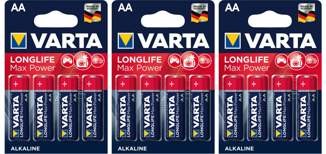 12 x VARTA Longlife Max Power AA LR6 4706 MN1500 1.5V Hi-Fi Batteries