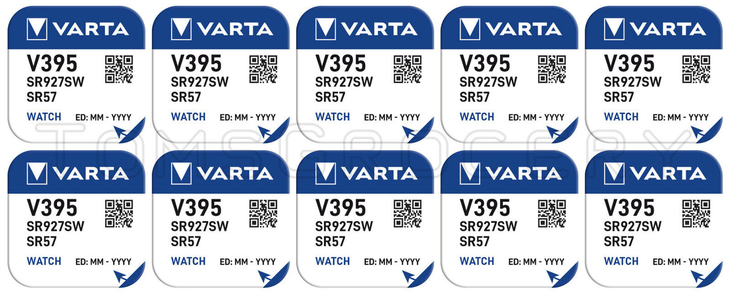 10 VARTA V395 395 SR57 AG7 SR927SW Micro Watch Batteries 1.55V
