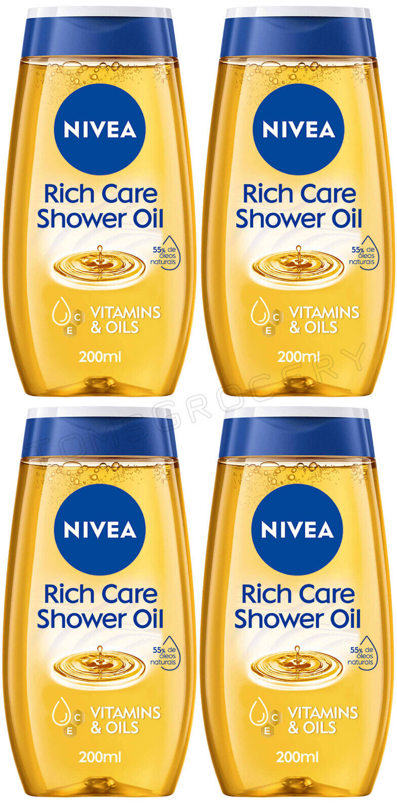 4 NIVEA RICH CARE Natural Pampering Shower Oil For Dry Skin 200ml 6.7 fl. oz