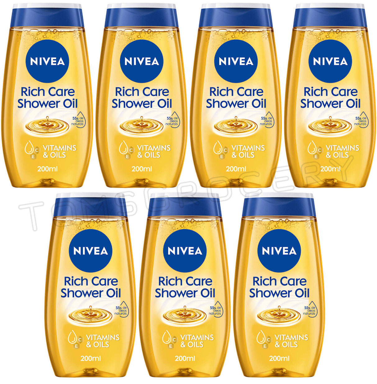 7 NIVEA RICH CARE Natural Pampering Shower Oil For Dry Skin 200ml 6.7 fl. oz