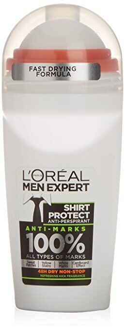 2 LOREAL MEN EXPERT SHIRT PROTECT XXL Roll On 48h Antiperspirant Bottles 50ml