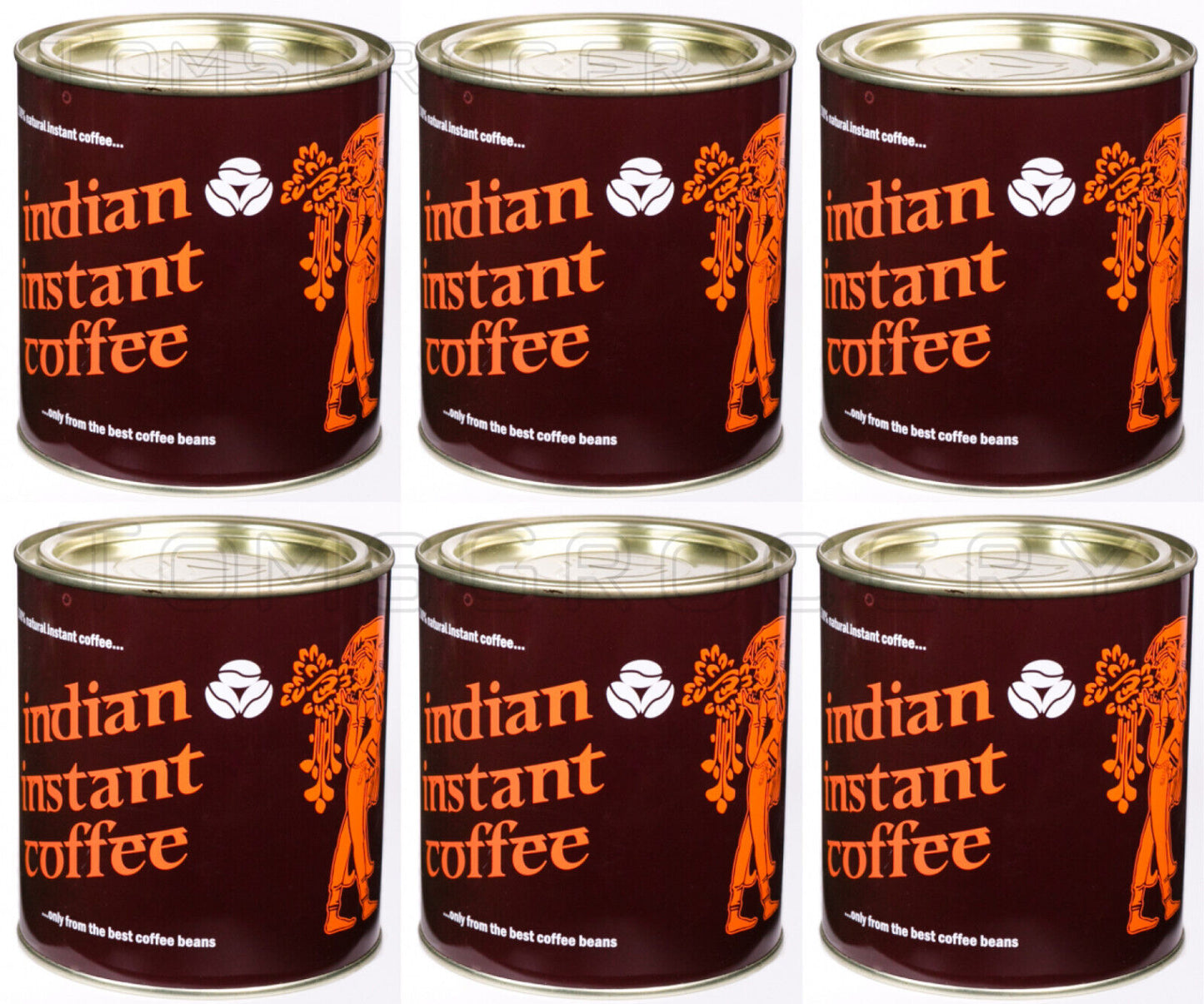 6 INDIAN INSTANT COFFEE Tins 100% Natural Coffee From Best Beans 180g 6.4oz