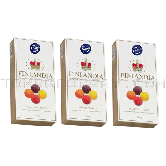 3 FAZER FINLANDIA Traditional Scandinavian Fruit Jellies Marmalade Box 260g