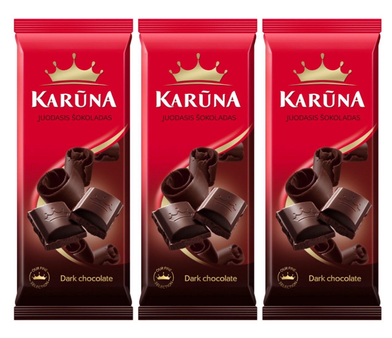 3 KARUNA 43% Cocoa Dark Chocolate Bars 100g 3.5oz