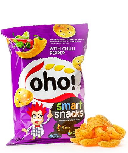 5 OHO CHILLI PEPPER Flavor Puffed Potato Chips 60g 2.1oz