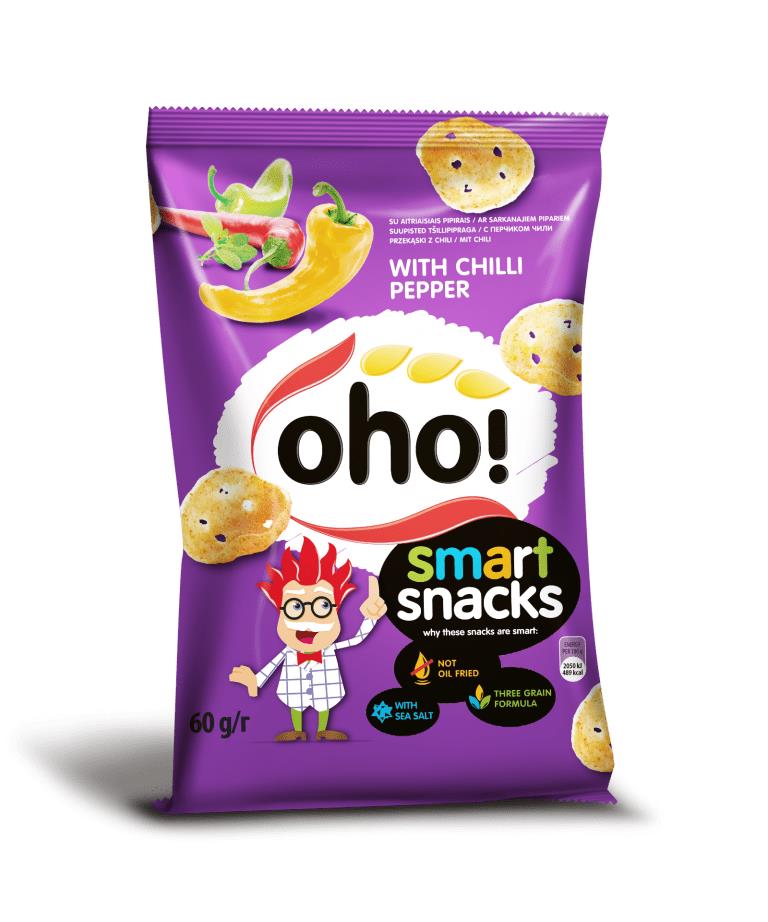 5 OHO CHILLI PEPPER Flavor Puffed Potato Chips 60g 2.1oz