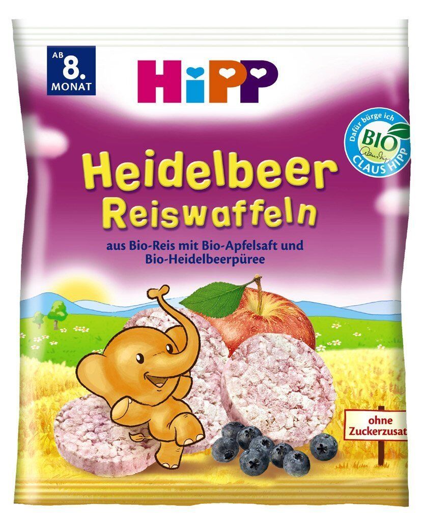 HIPP BLUEBERRY Rice Cakes Organic Baby Snacks from 8 Months 33g 1.1oz