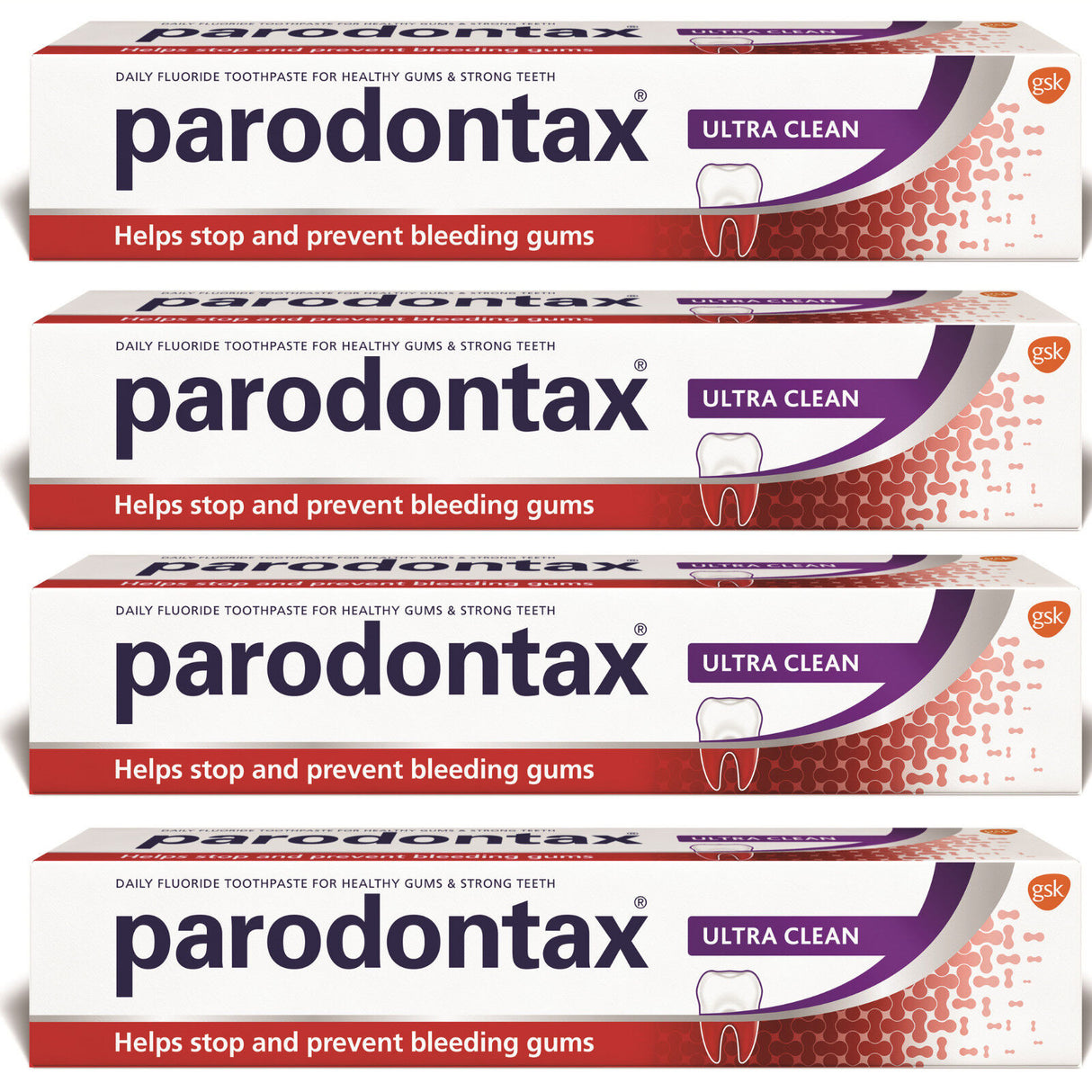 4 PARODONTAX ULTRA CLEAN Daily Fluoride Toothpaste Tubes for Bleeding Gums 75ml