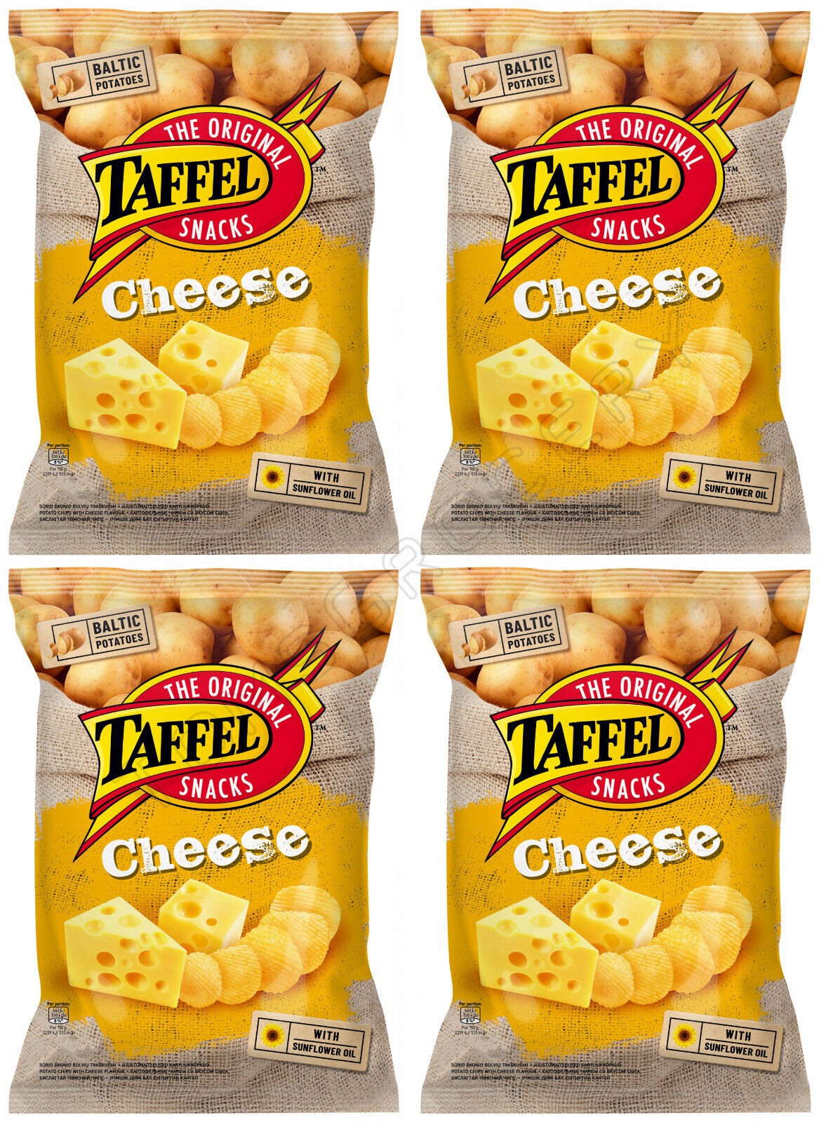 4 x TAFFEL Cheese Flavor Potato Chips European Snacks 130g 4.6oz