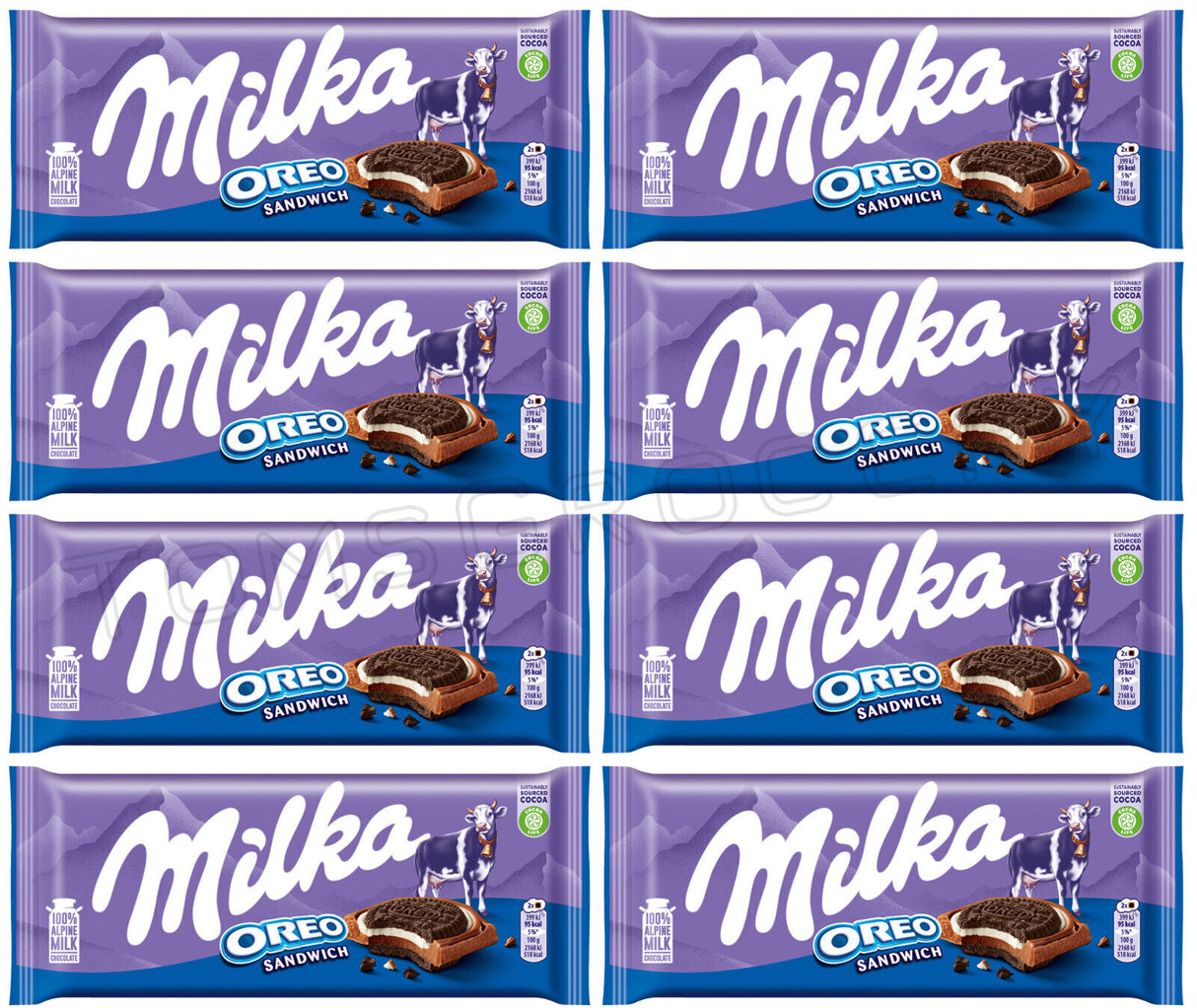 8 MILKA OREO SANDWICH Alpine Milk Chocolate Bar Sweets Candy 92g 3.2oz