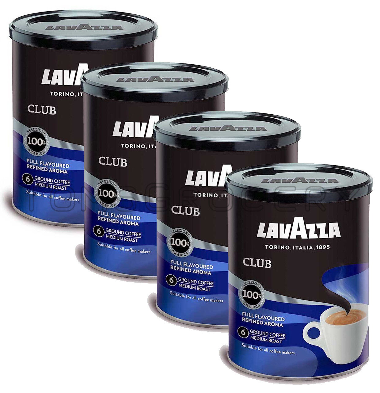 4 x LAVAZZA CLUB Medium Roast Ground Coffee Premium Arabica Tin 250g 8.8oz